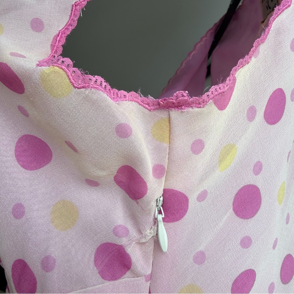 vintage pink polka dot silk slip dress y2k - Picture 9 of 12